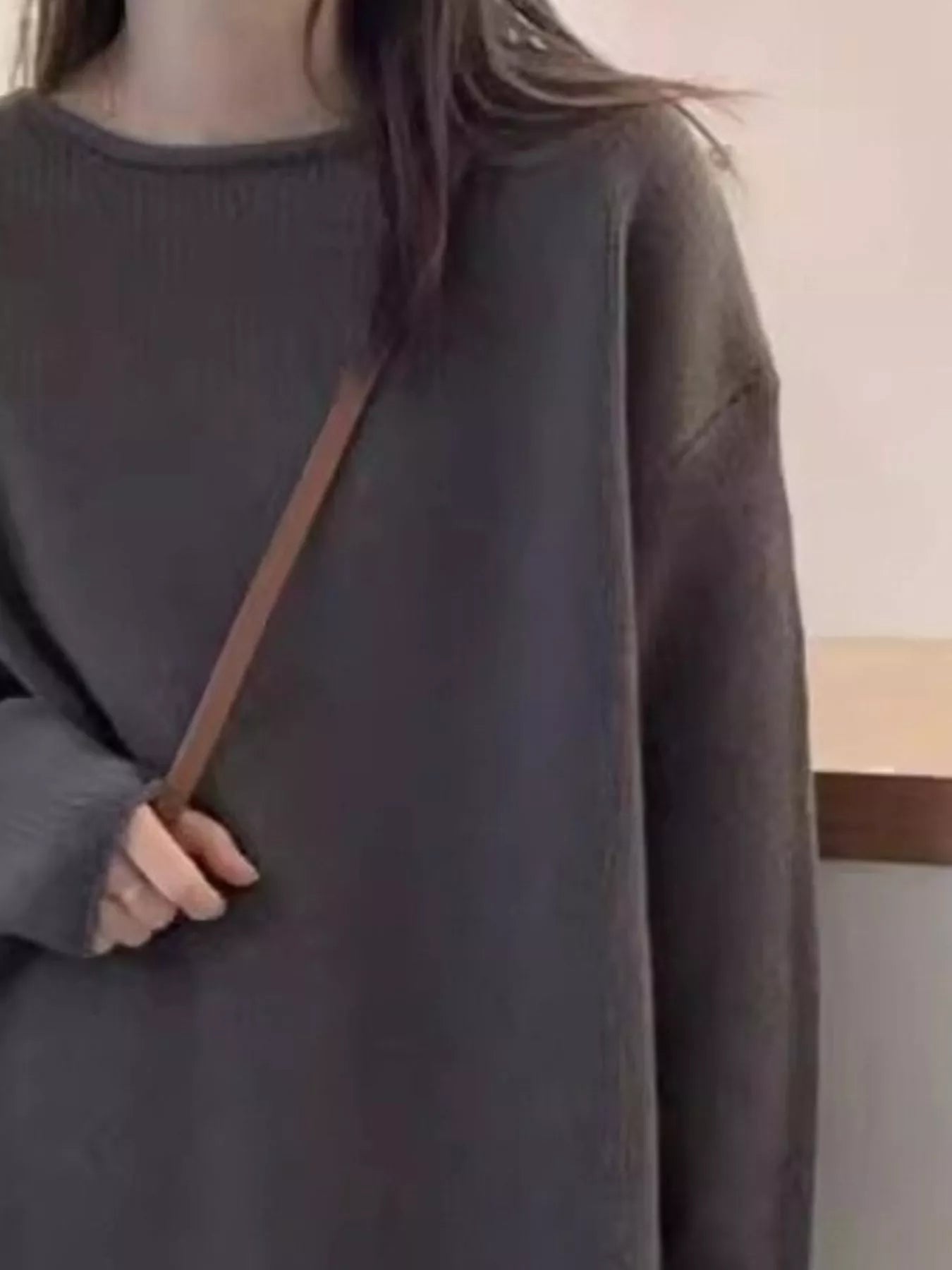 Round Neck Dropped Shoulder Sweater