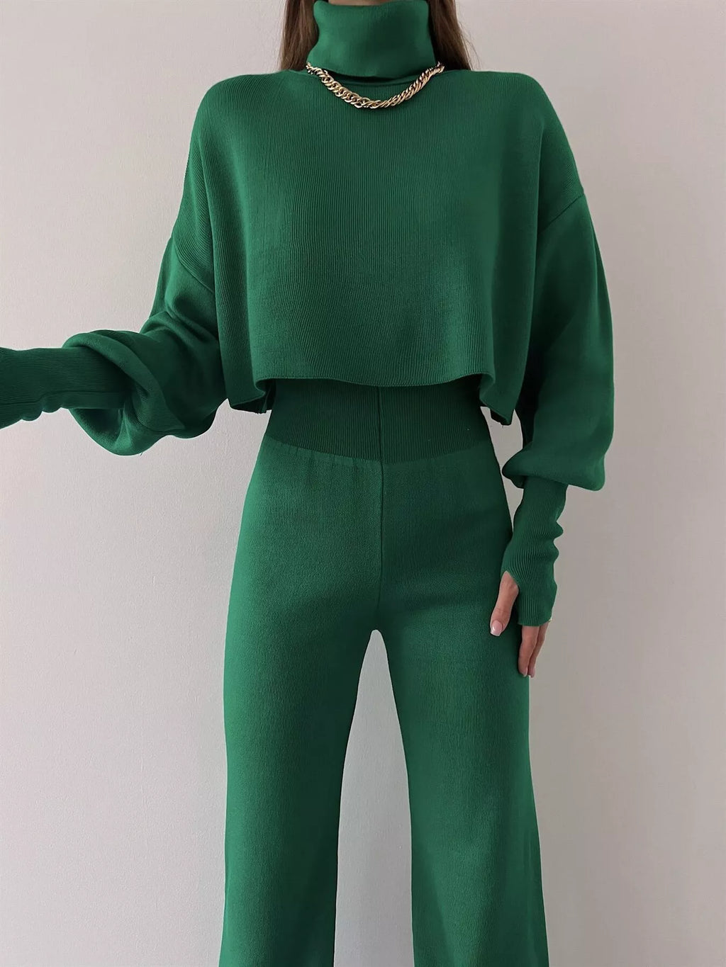 Turtleneck Long Sleeve Top & Pants Set