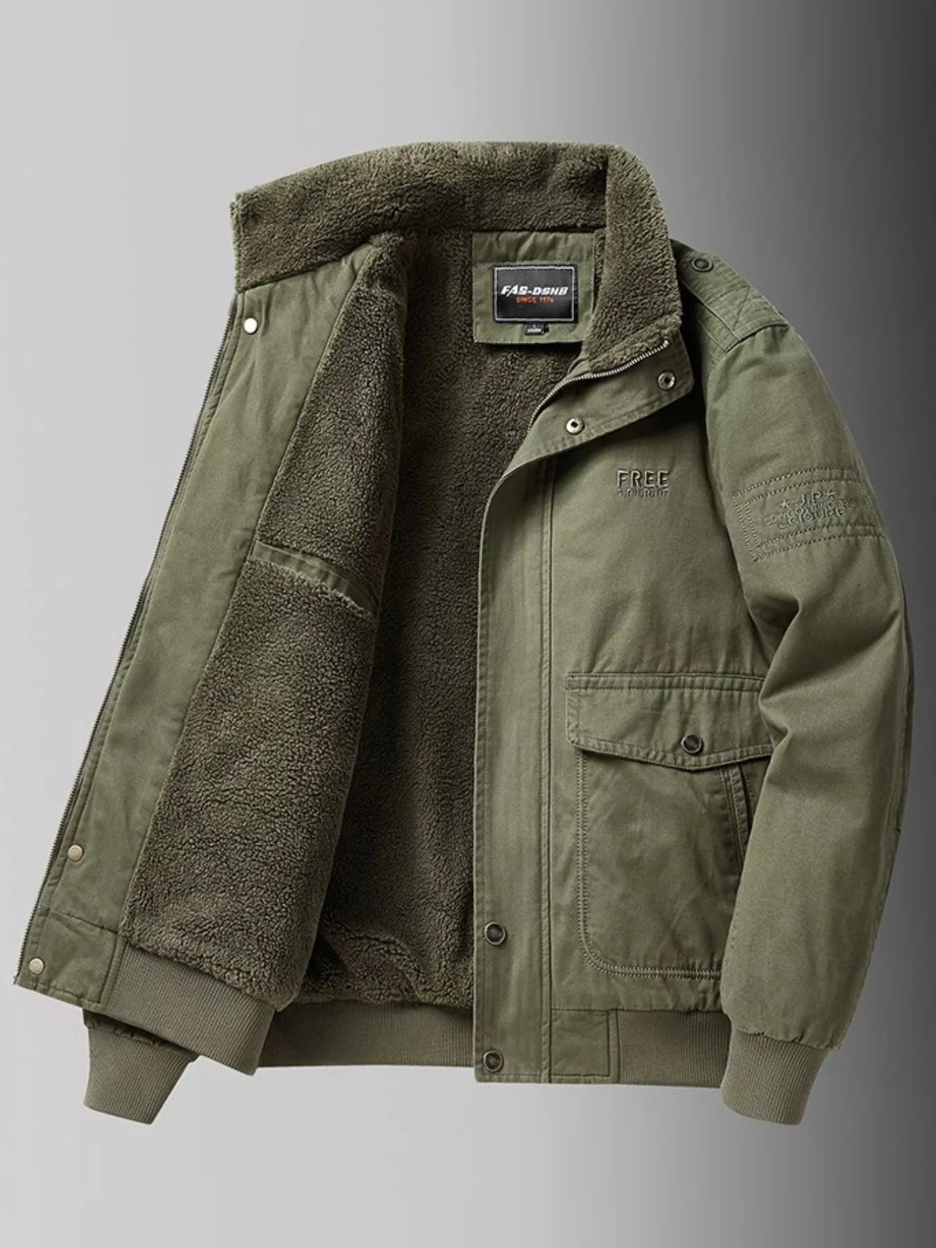 Men's Plus Size Warm Fleece Lined Zip Up Jacket