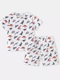 Children's Dinosaur Print Round Neck Top and Shorts Set