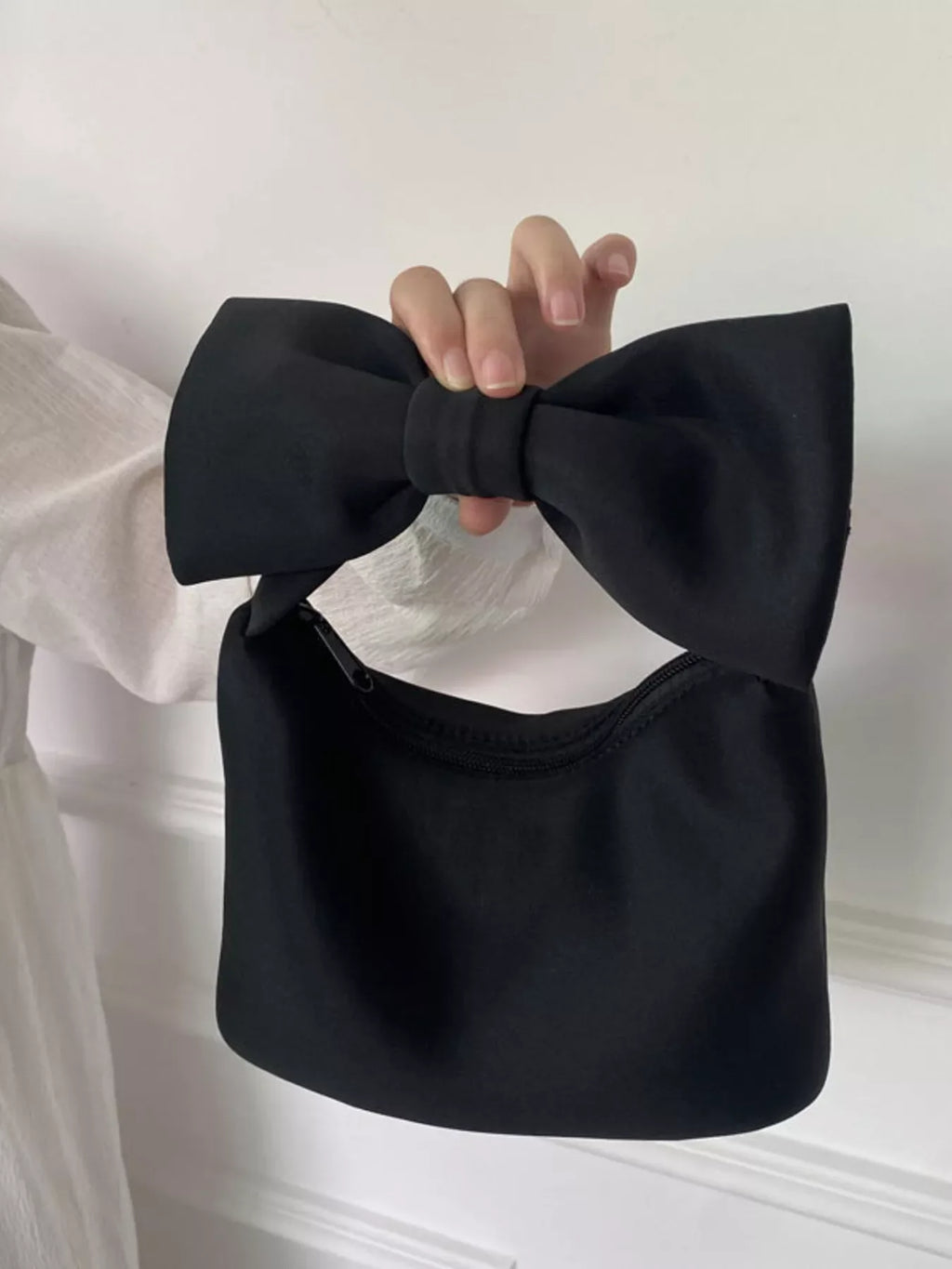 Solid Color Bow Handbag