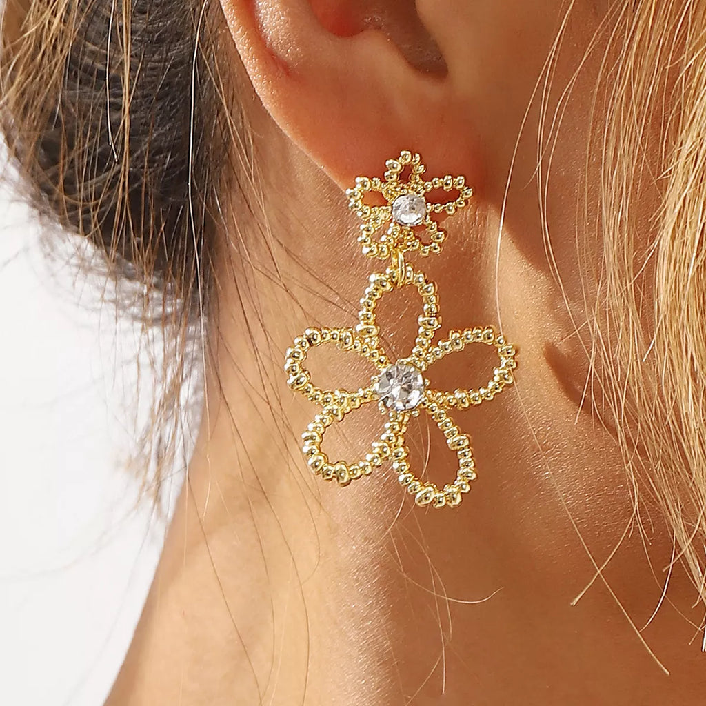 Alloy Floral Drop Earrings