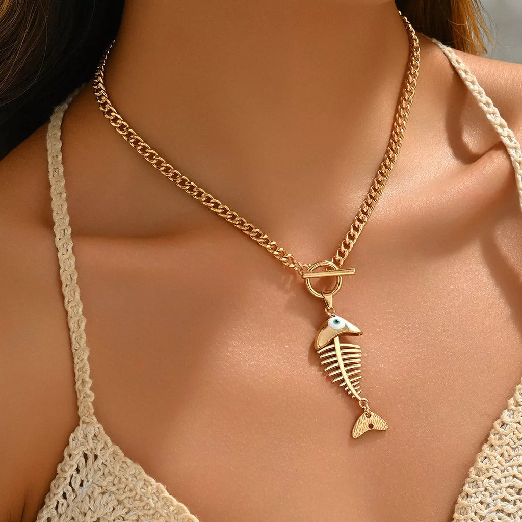 18K Gold-Plated Fishbone Necklace
