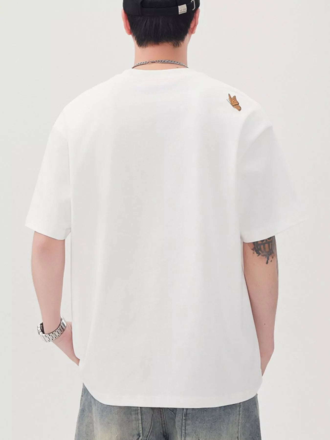 Men's Plus Size Floral Pocket Embroidered Casual T-Shirt