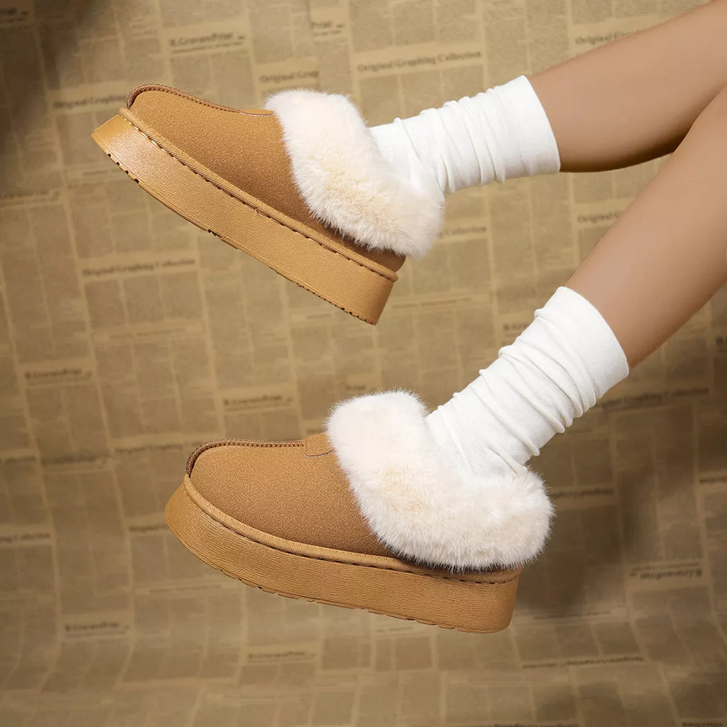 Fuzzy Trim Platform Boots
