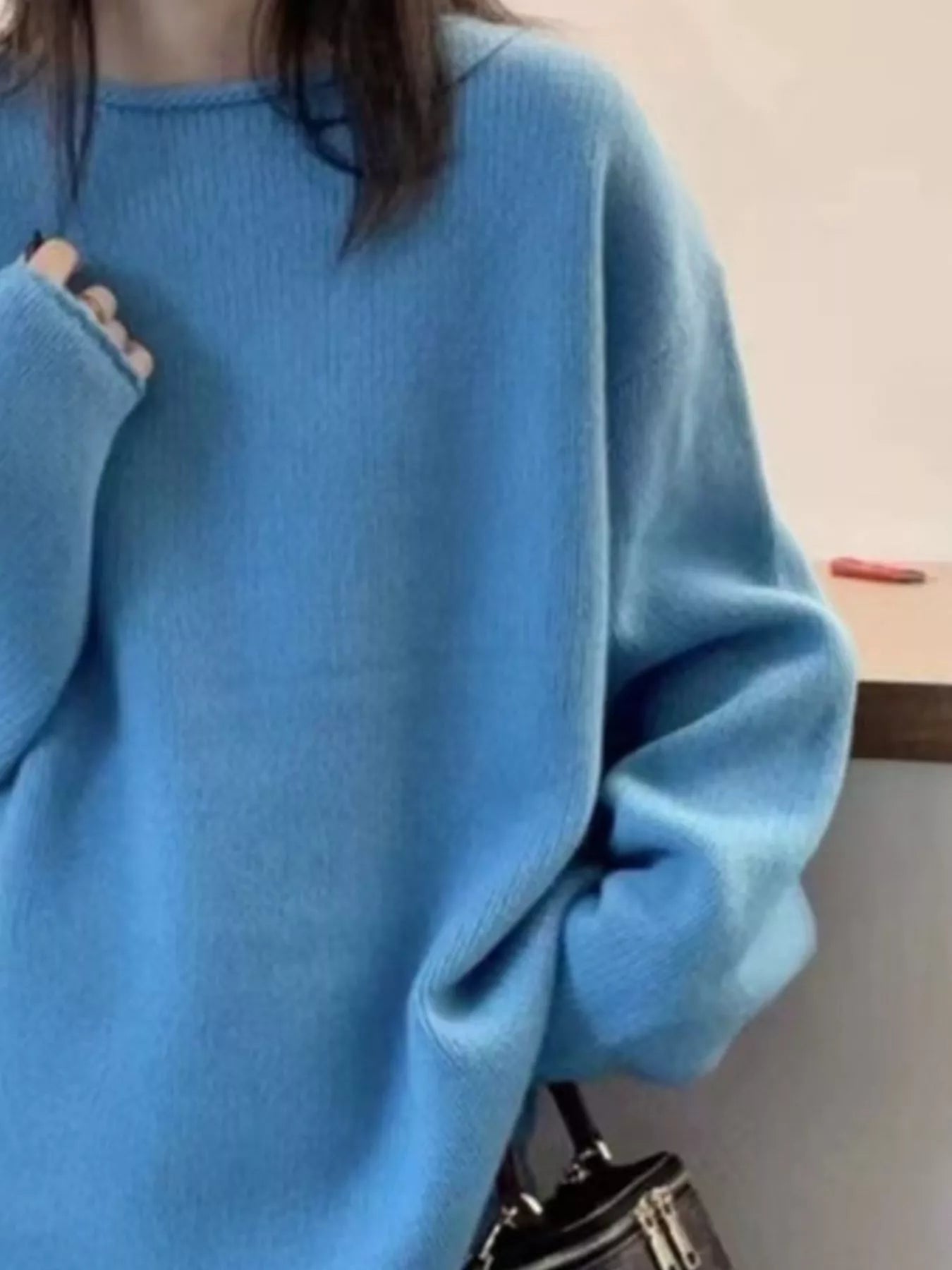 Round Neck Dropped Shoulder Sweater