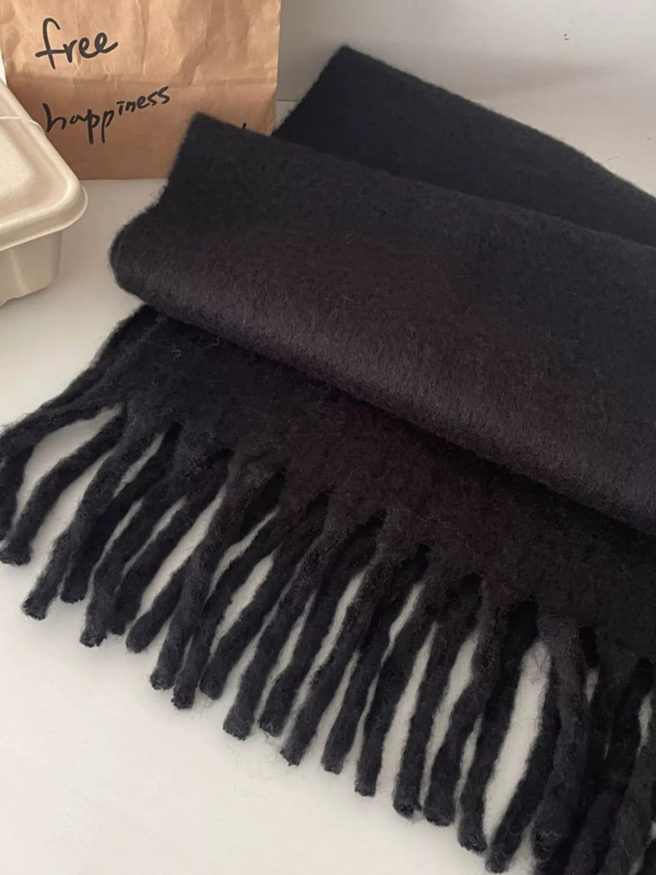 Solid Color Fringe Scarf