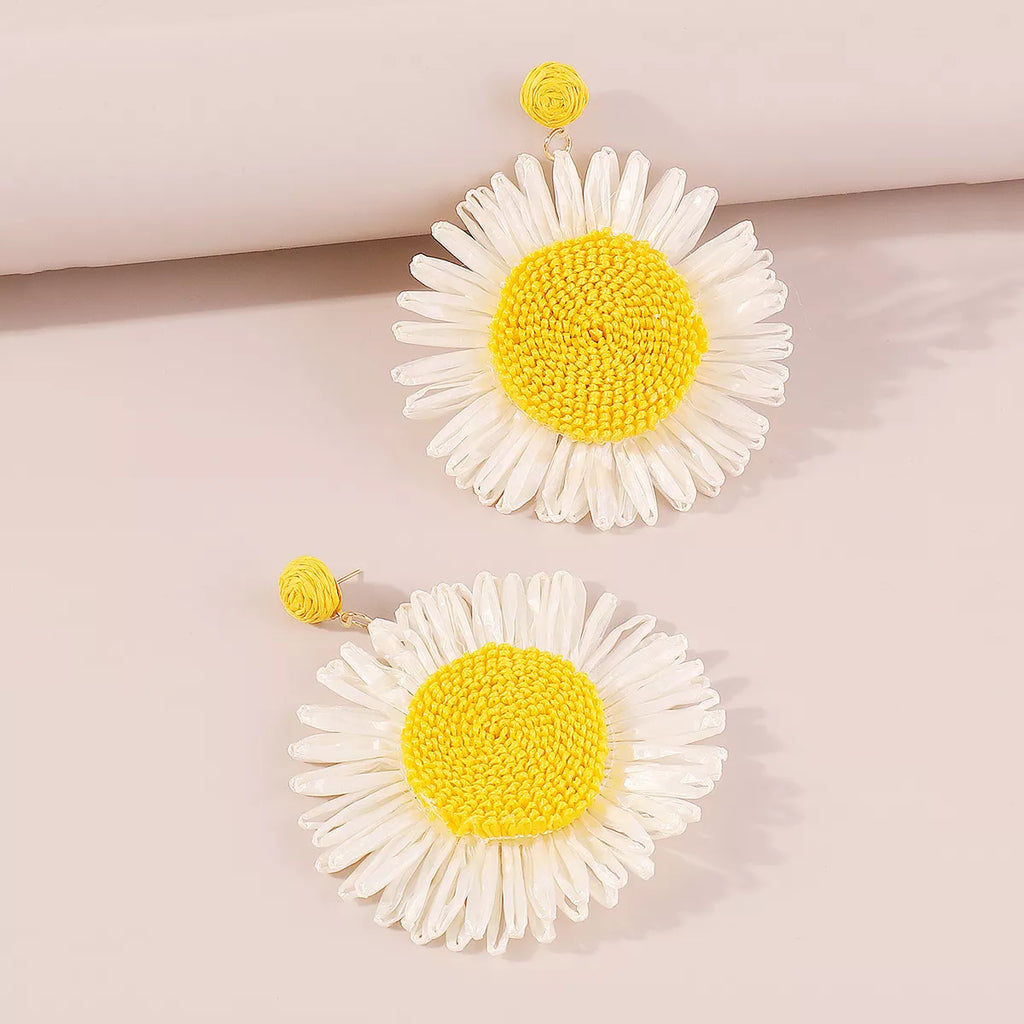 Sunflower Rattan Dangle Earrings