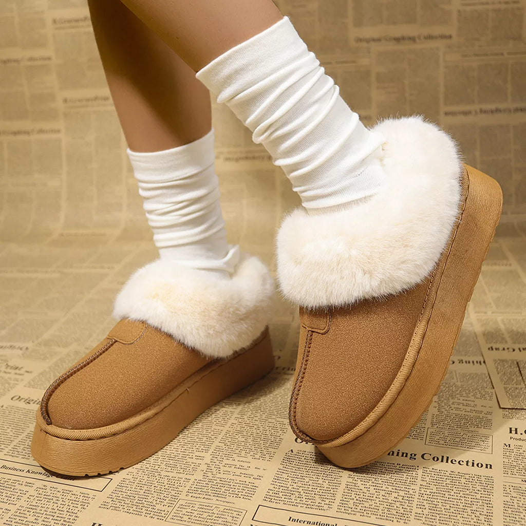 Fuzzy Platform Ankle Boots