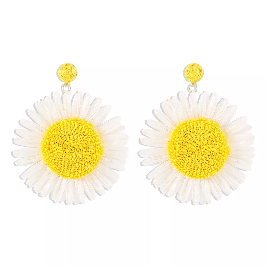 Sunflower Rattan Dangle Earrings