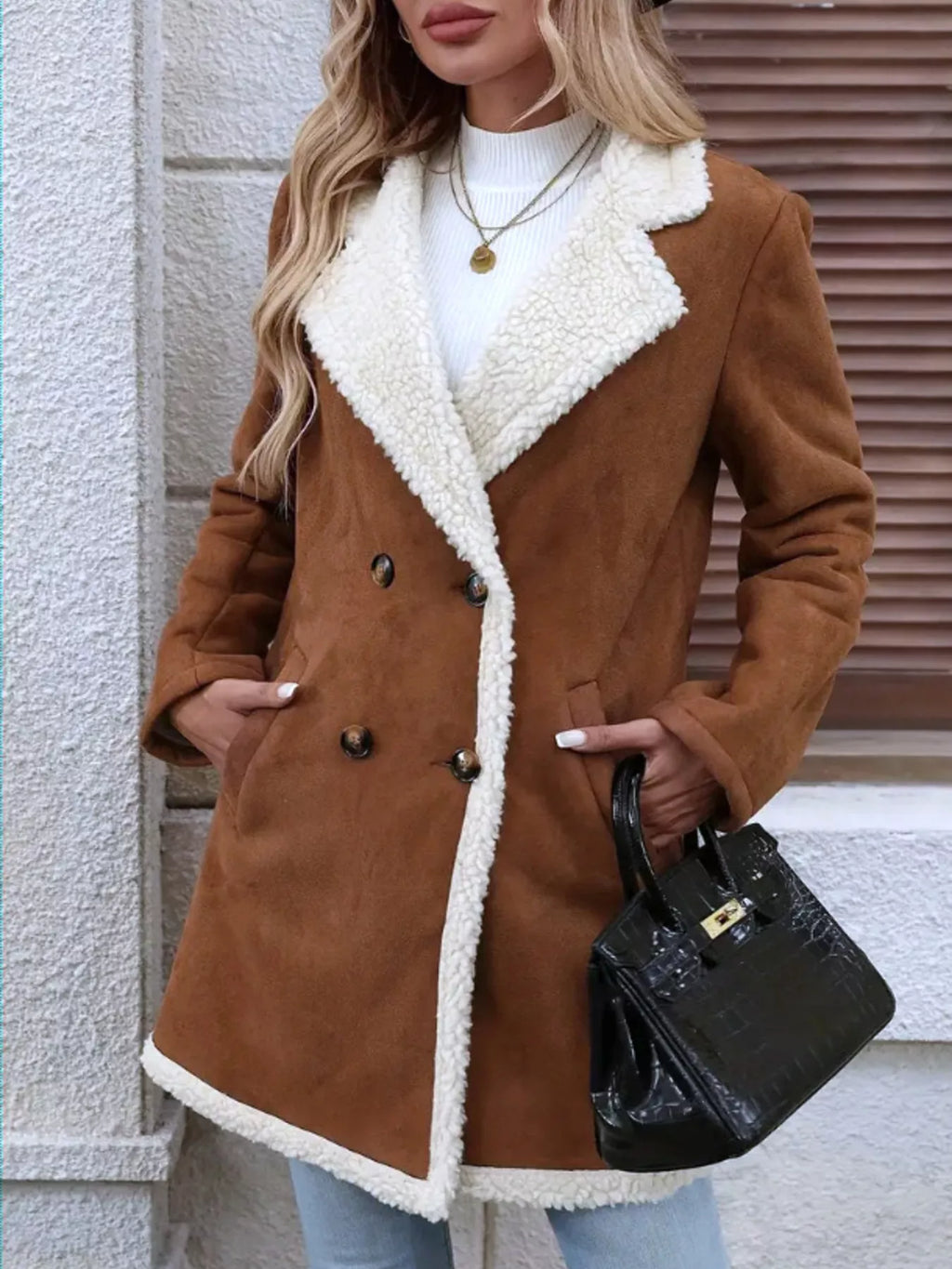 Sherpa Lined Button Up Coat