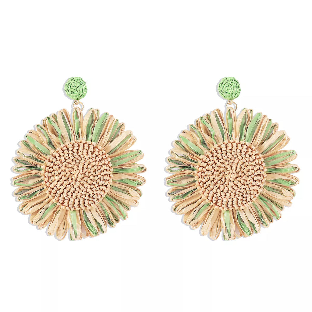 Sunflower Rattan Dangle Earrings