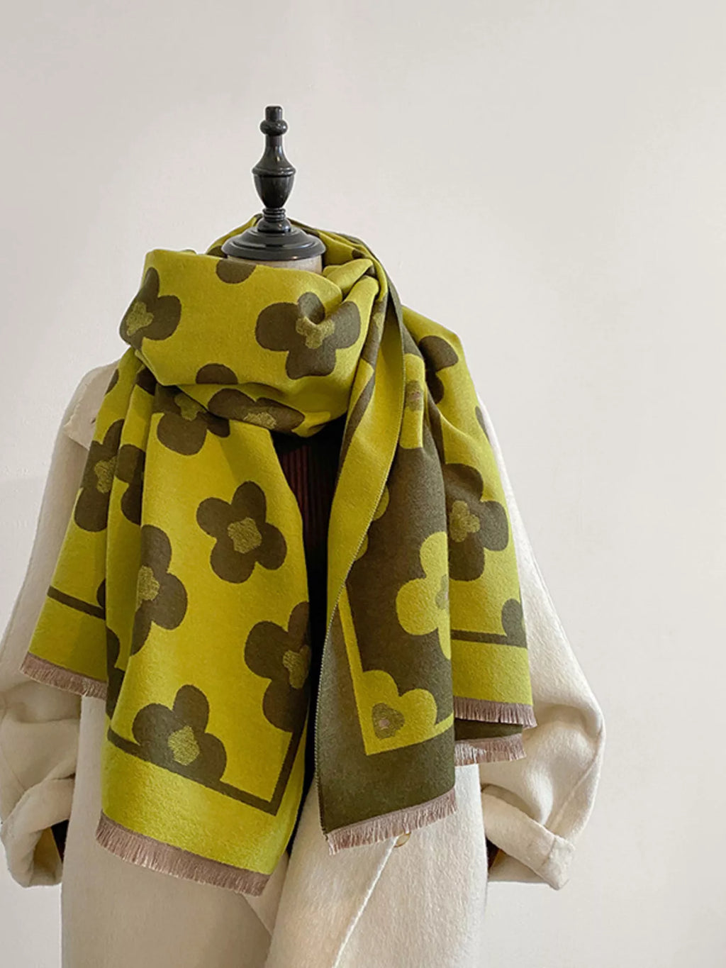 Floral Print Raw Hen Scarf
