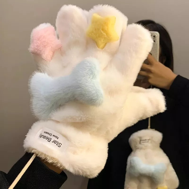 Star Plush Winter Gloves