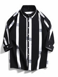 Children's Plus Size Striped Print Casual Shirt