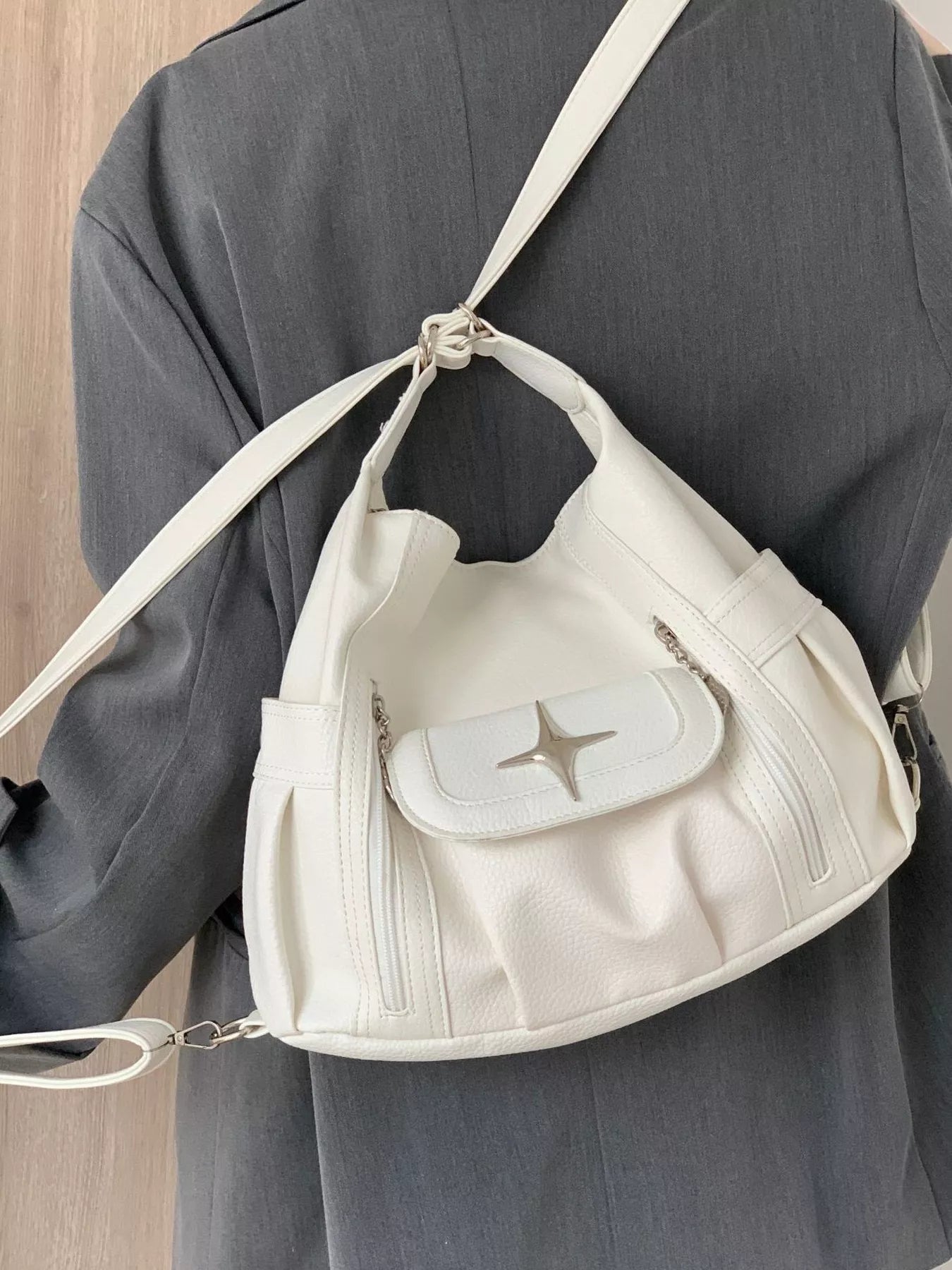 Adjustable Strap Star Decor Convertible Crossbody Bag