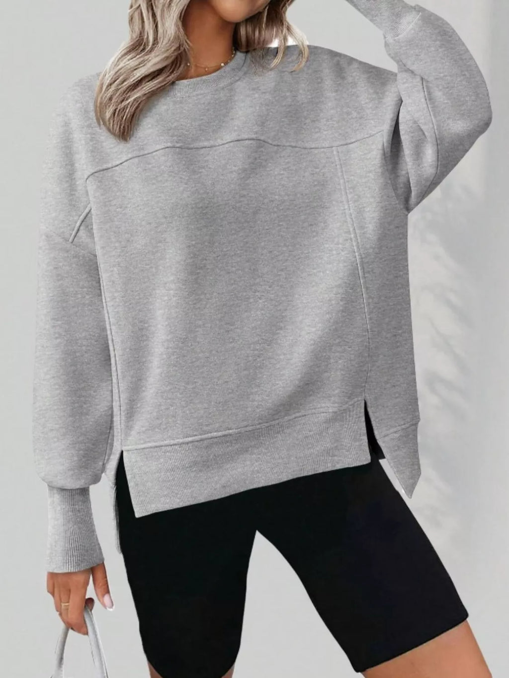 Casual Loose Side Slit Sweatshirt