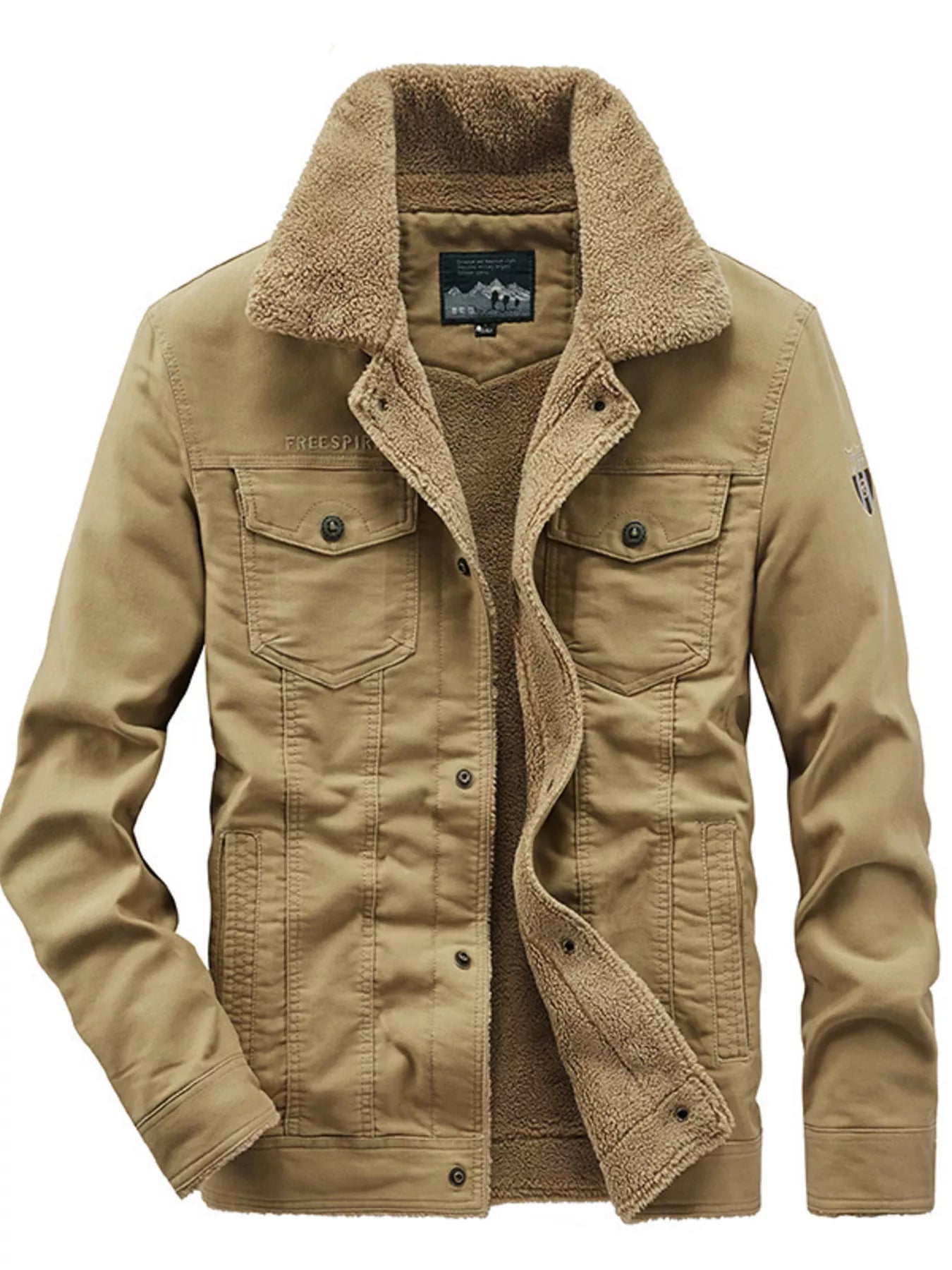 Men's Plus Size Snap Down Long Sleeve Jacket