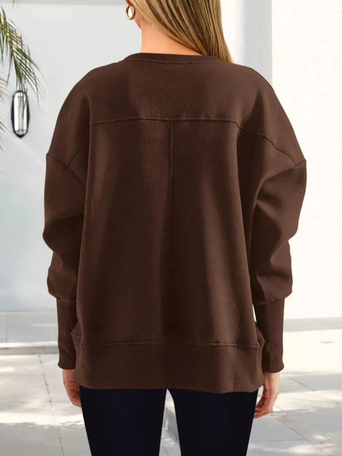 Casual Loose Side Slit Sweatshirt