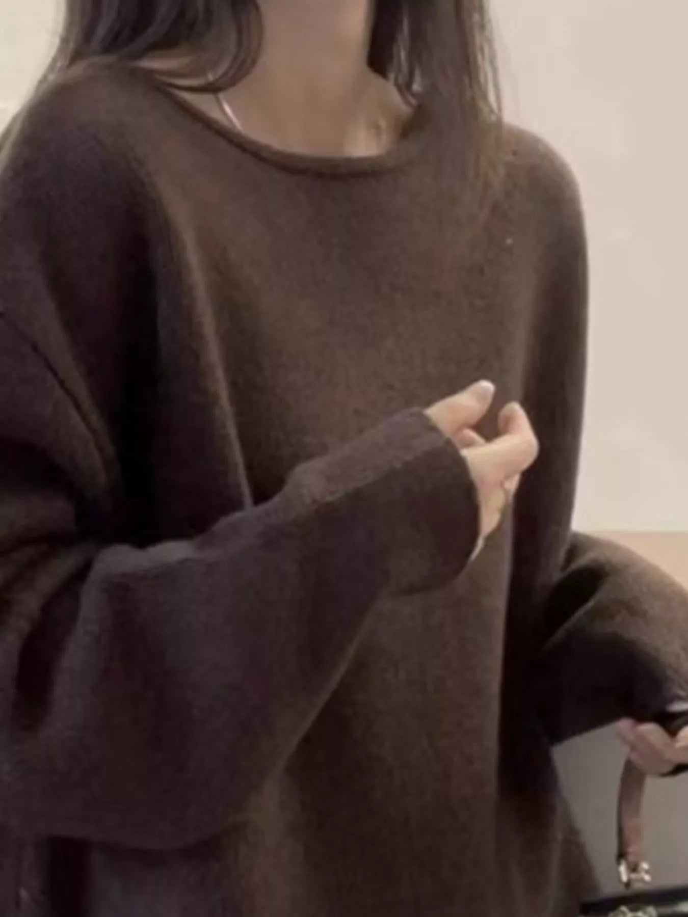 Round Neck Dropped Shoulder Sweater