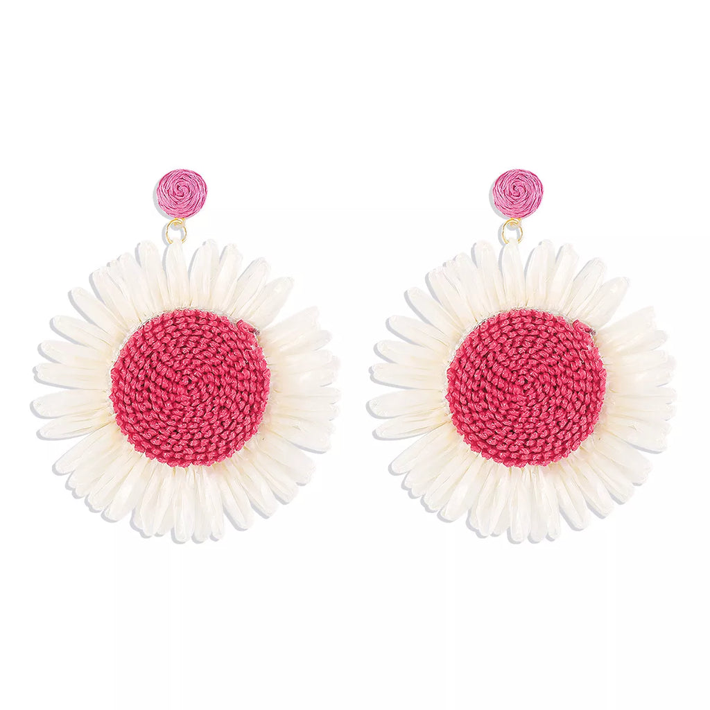 Sunflower Rattan Dangle Earrings