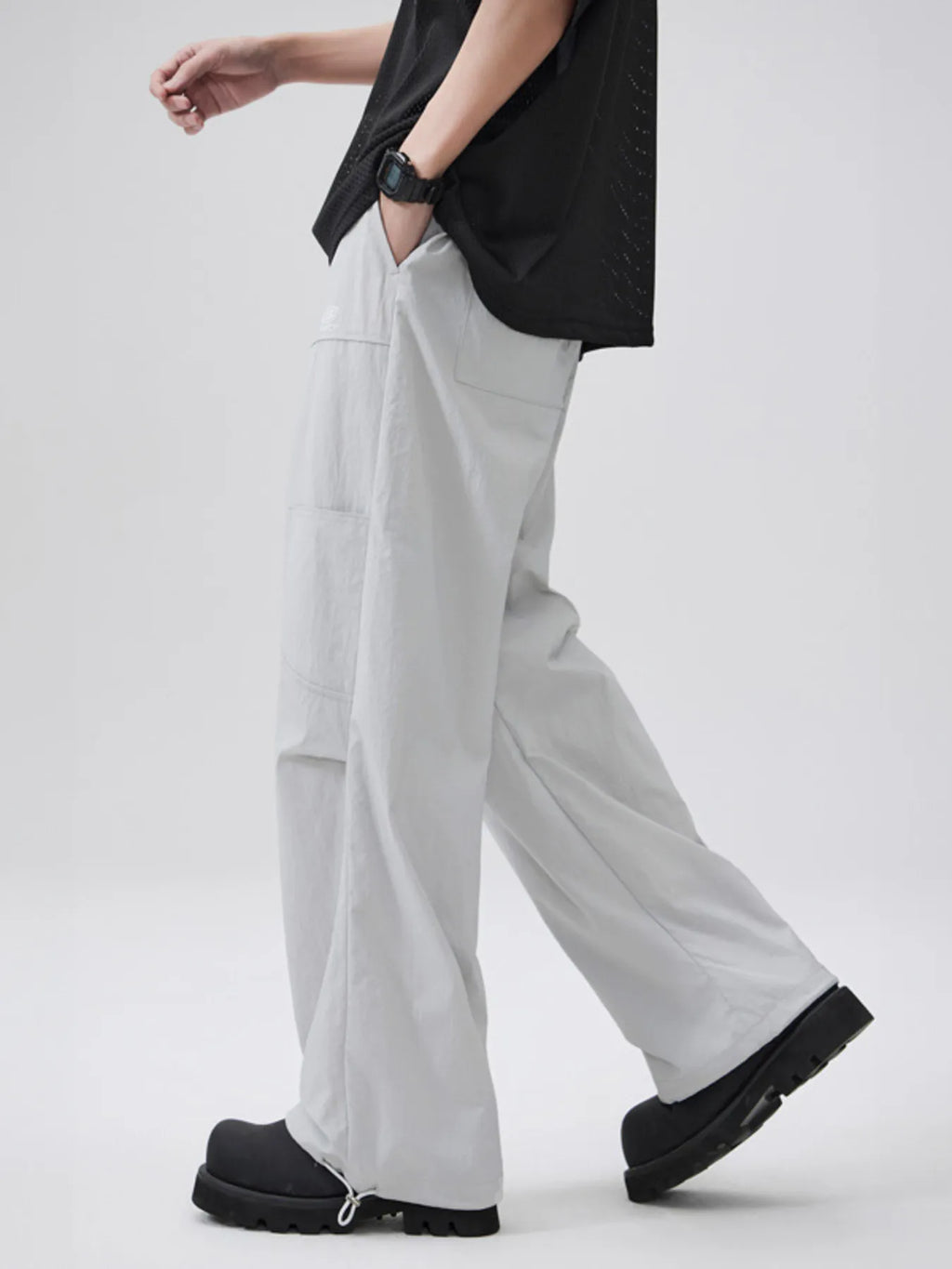 Men's Lightweight Drawstring Wide-Leg Pants