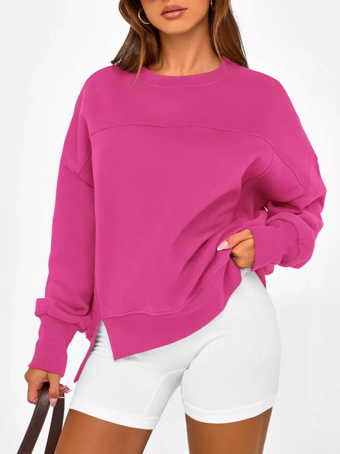 Casual Loose Side Slit Sweatshirt