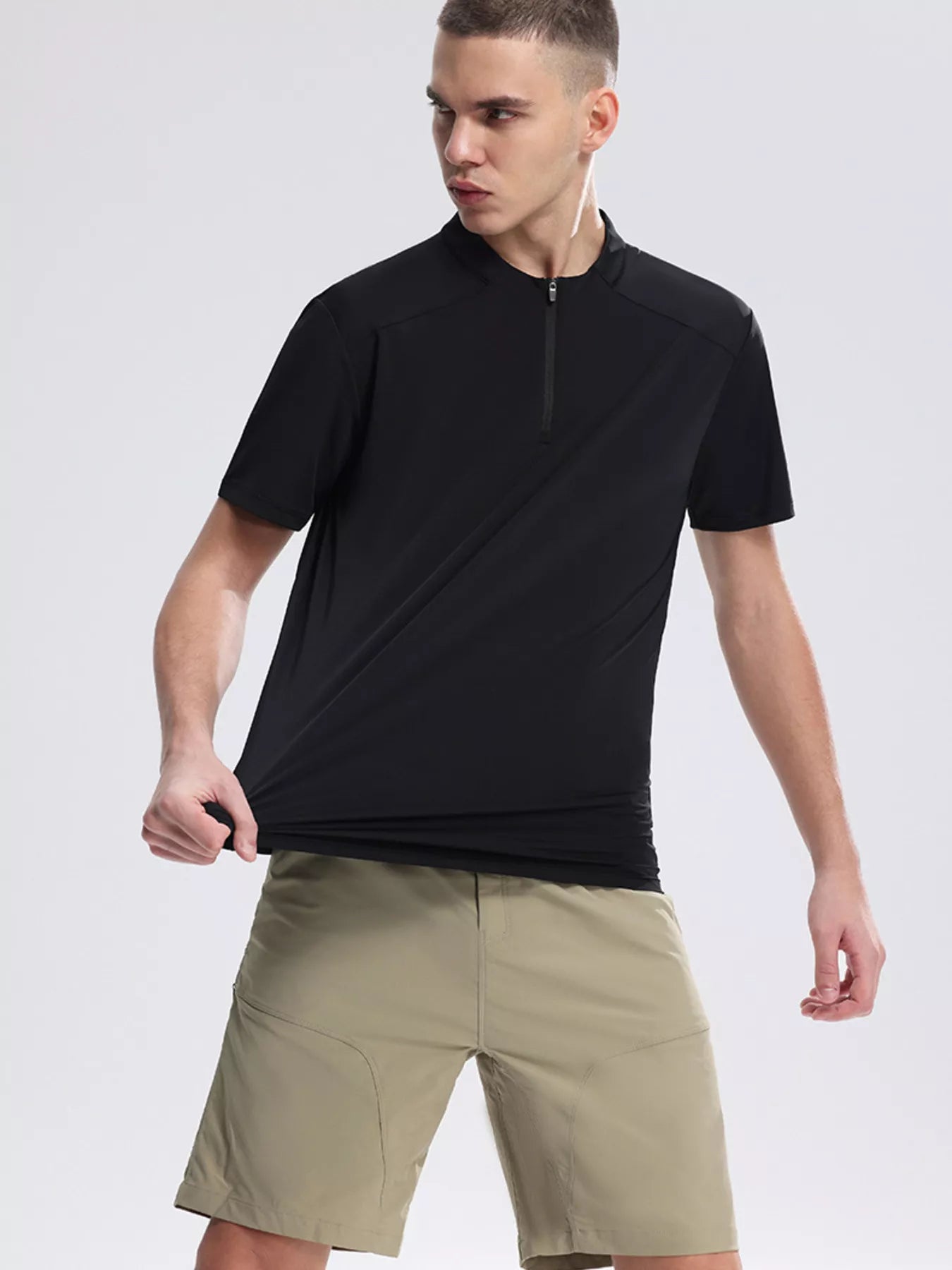 Men's Quarter Zip Short Sleeve Active T-Shirt