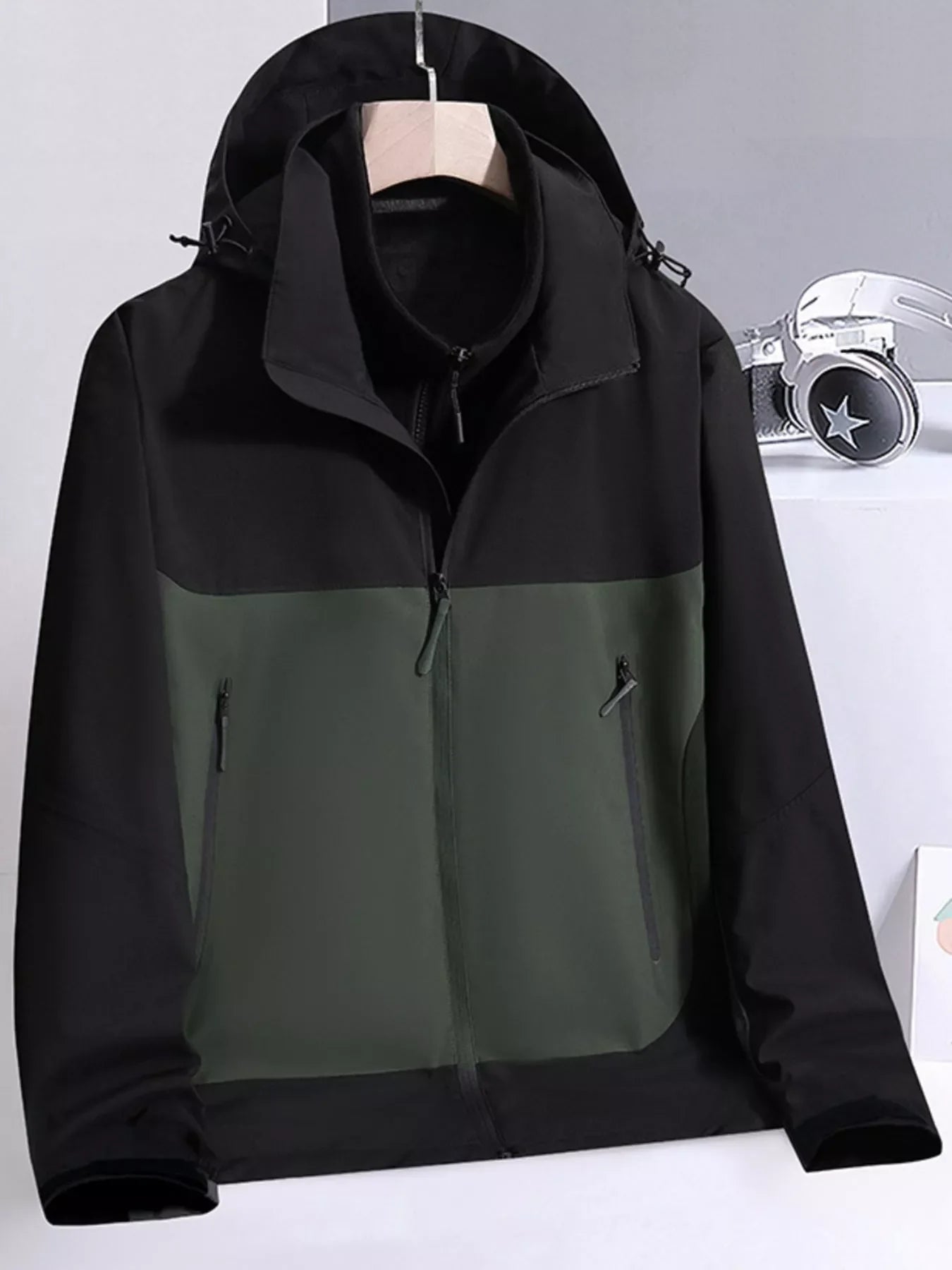 Men's Plus Size Zip Up Hooded Jacket