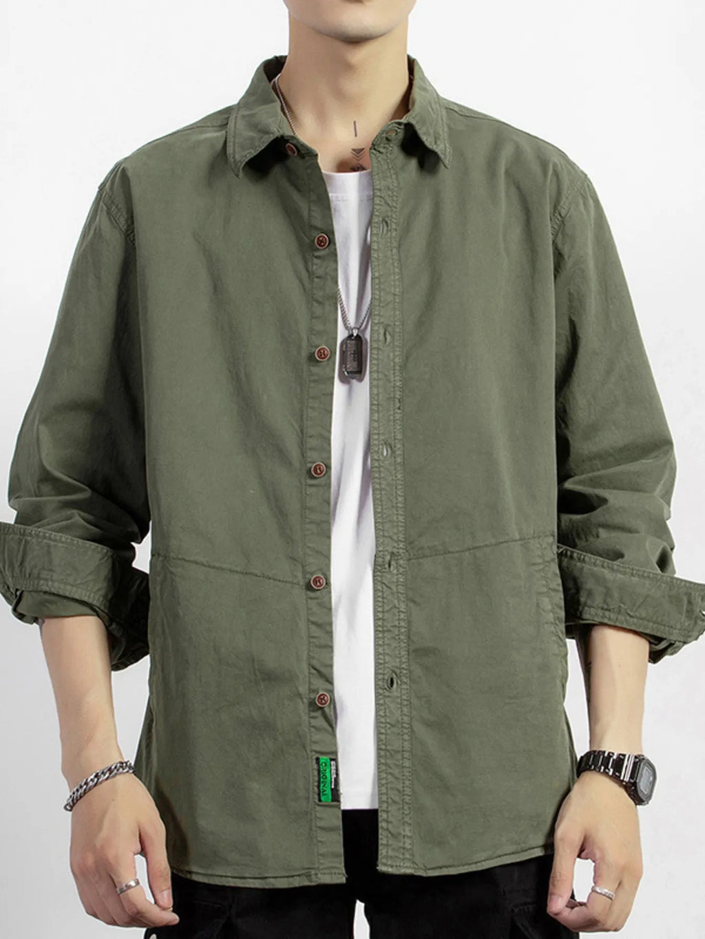 Men's Plus Size Button Up Long Sleeve Shirt