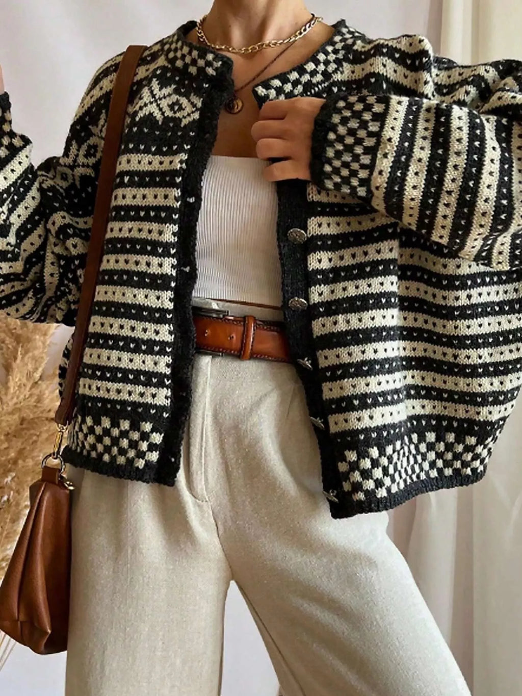 Striped Button Up Knit Cardigan