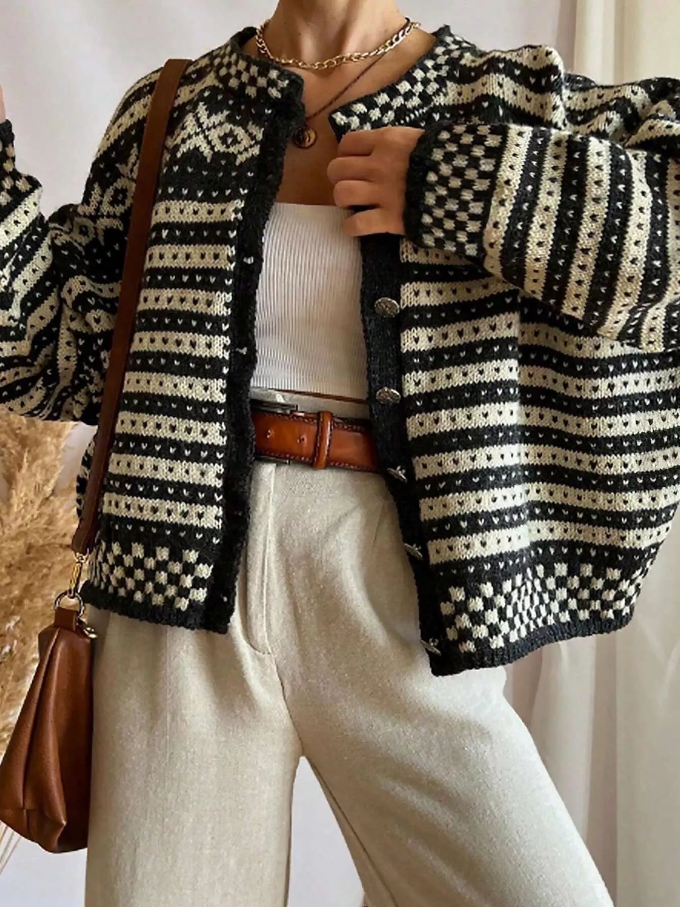 Striped Button Up Knit Cardigan