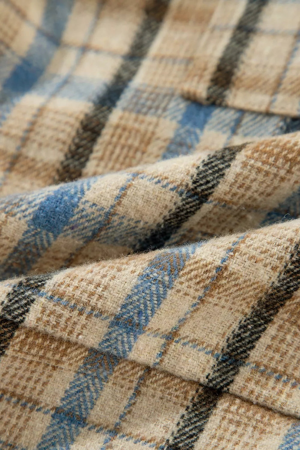 Plaid Drawstring Hooded Flannel Jacket