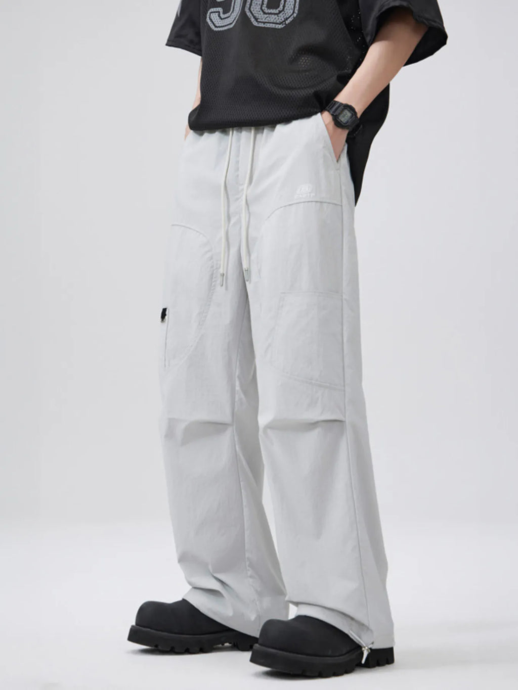 Men's Lightweight Drawstring Wide-Leg Pants