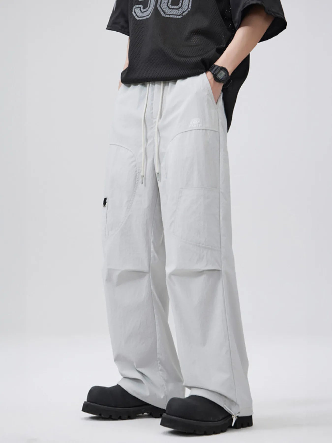 Men's Lightweight Drawstring Wide-Leg Pants