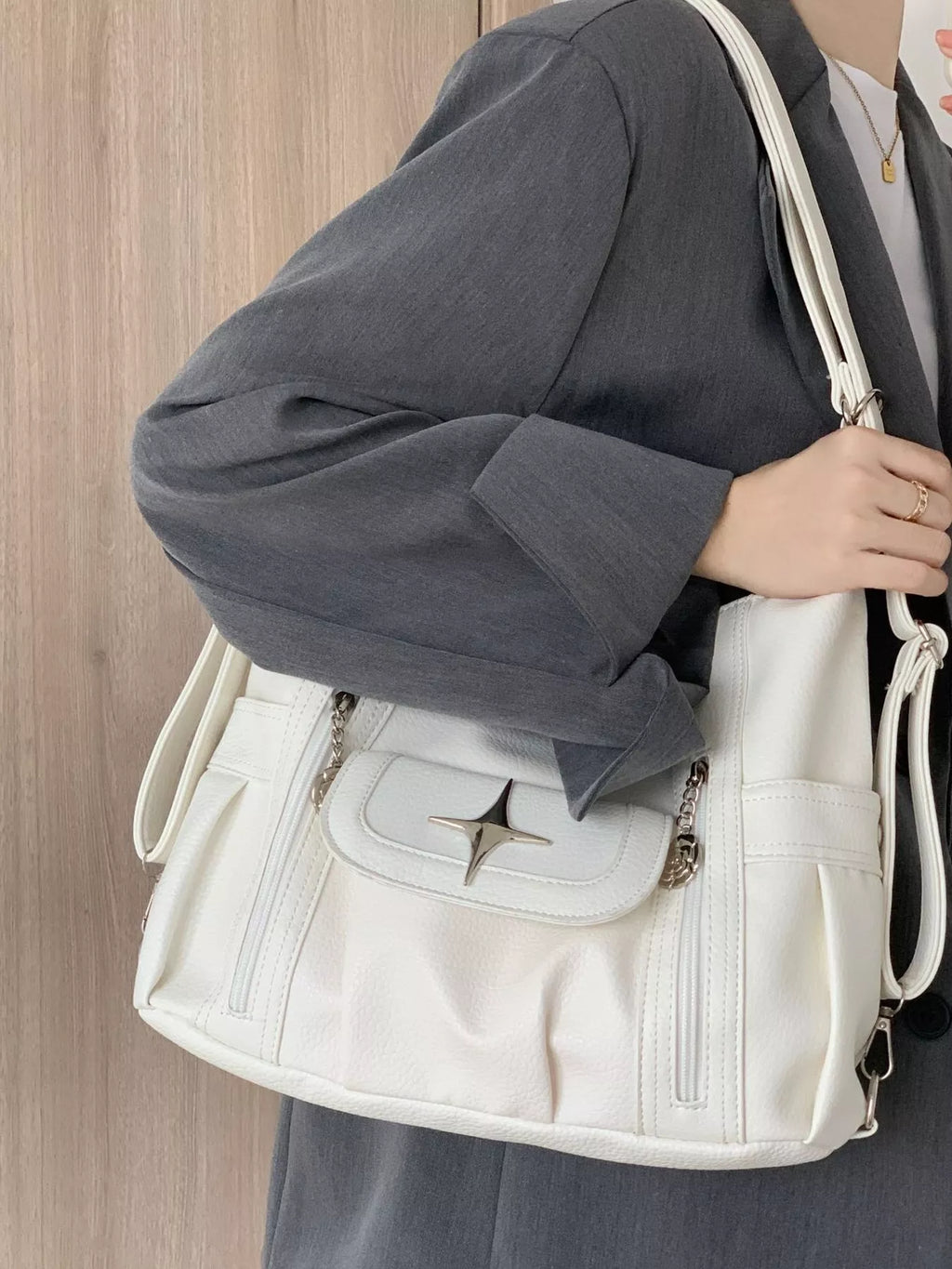 Adjustable Strap Star Decor Convertible Crossbody Bag