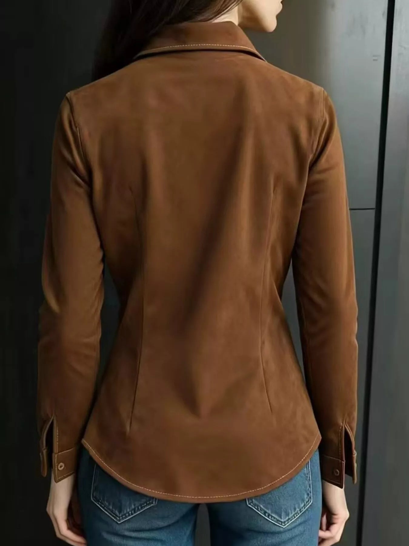 Suede Button-Down Shirt