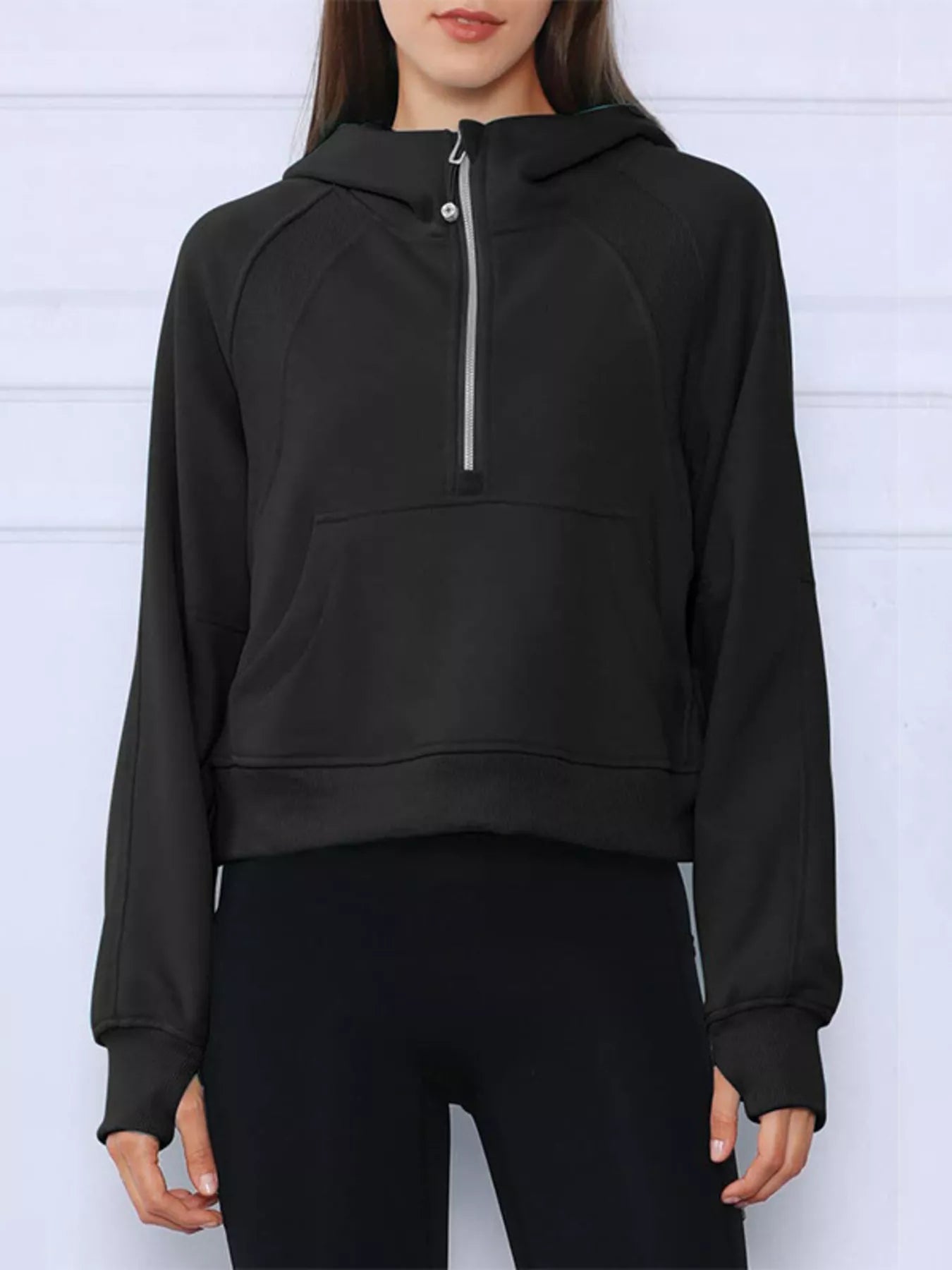 Half-Zip Kangaroo Pocket Hoodie