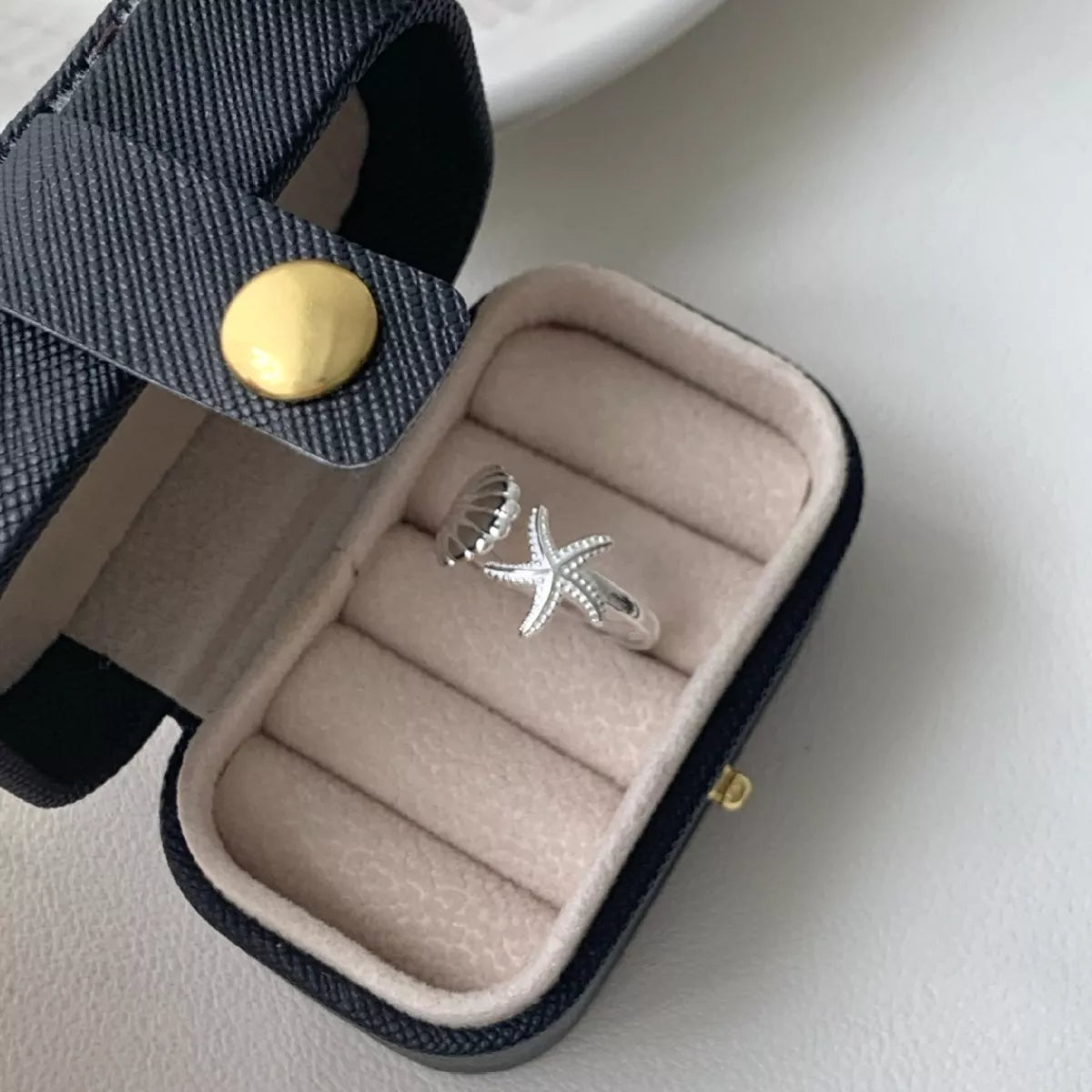 Starfish & Seashell Open Ring