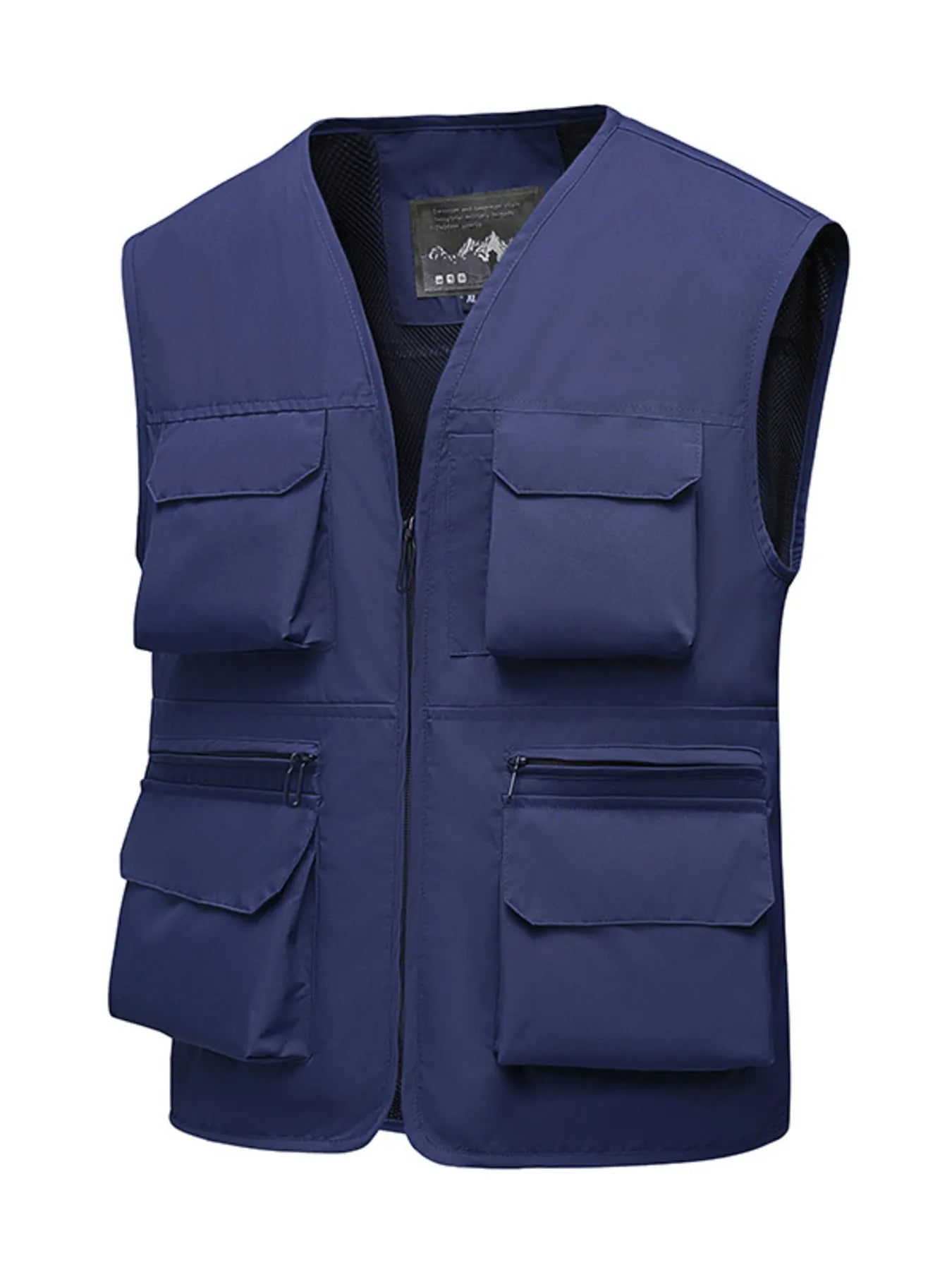 Men's Full Size Multi-Pocket Zip Up Vest Plus Size