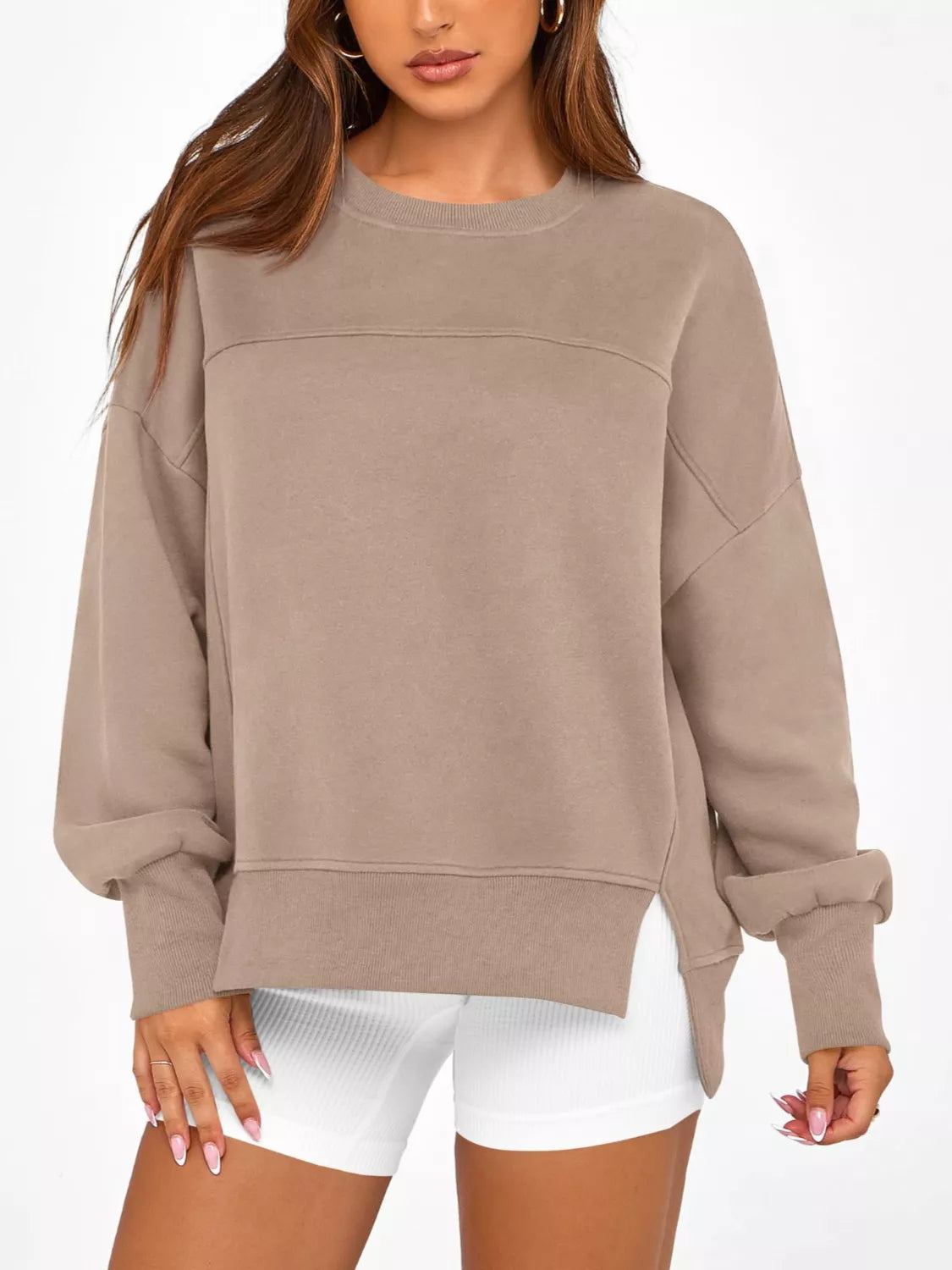 Casual Loose Side Slit Sweatshirt
