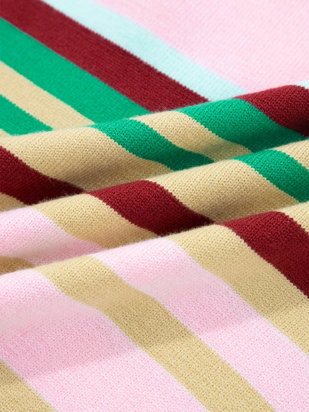 Multicolour Striped Knit Ribbed Trim Boxy Fit Cropped Sweater
