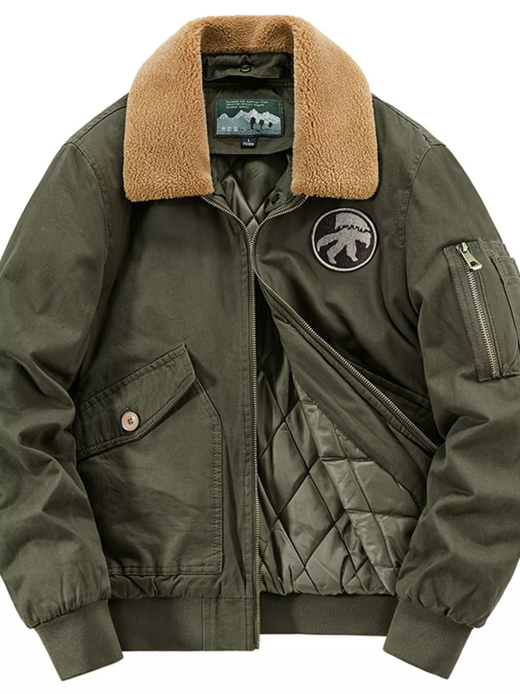 Men's Plus Size Sherpa Collar Bomber Jacket