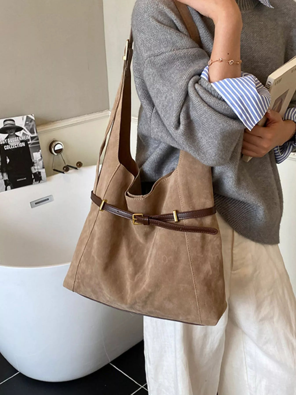 Buckle Adjustable Strap Shoulder Bag