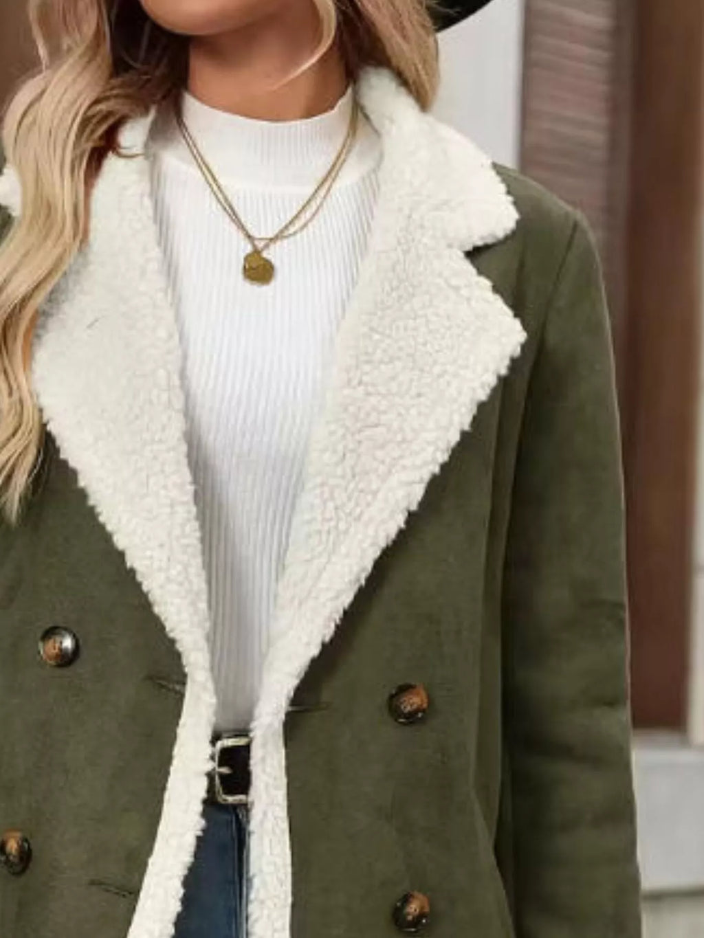 Sherpa Lined Button Up Coat