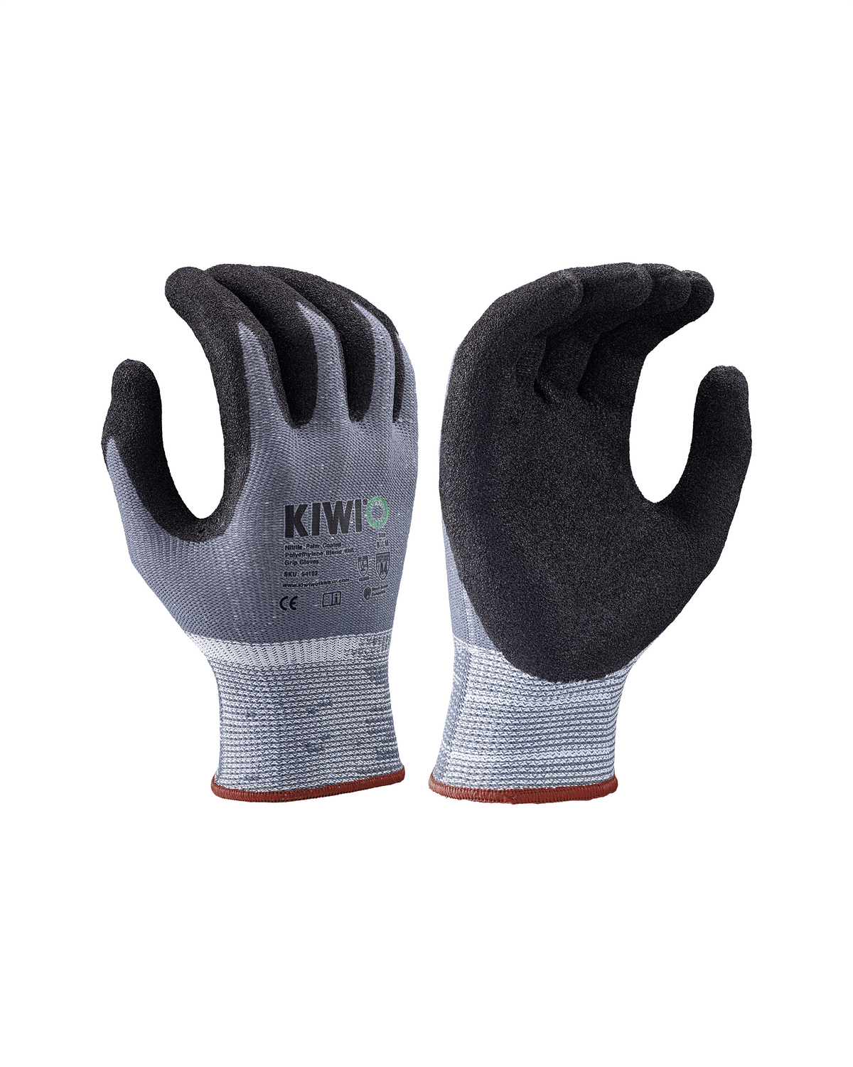 Kiwi A4 Cut Resistant Nitrile Palm Coated Polyethylene Blend Knit Grey Grip Gloves [54100]