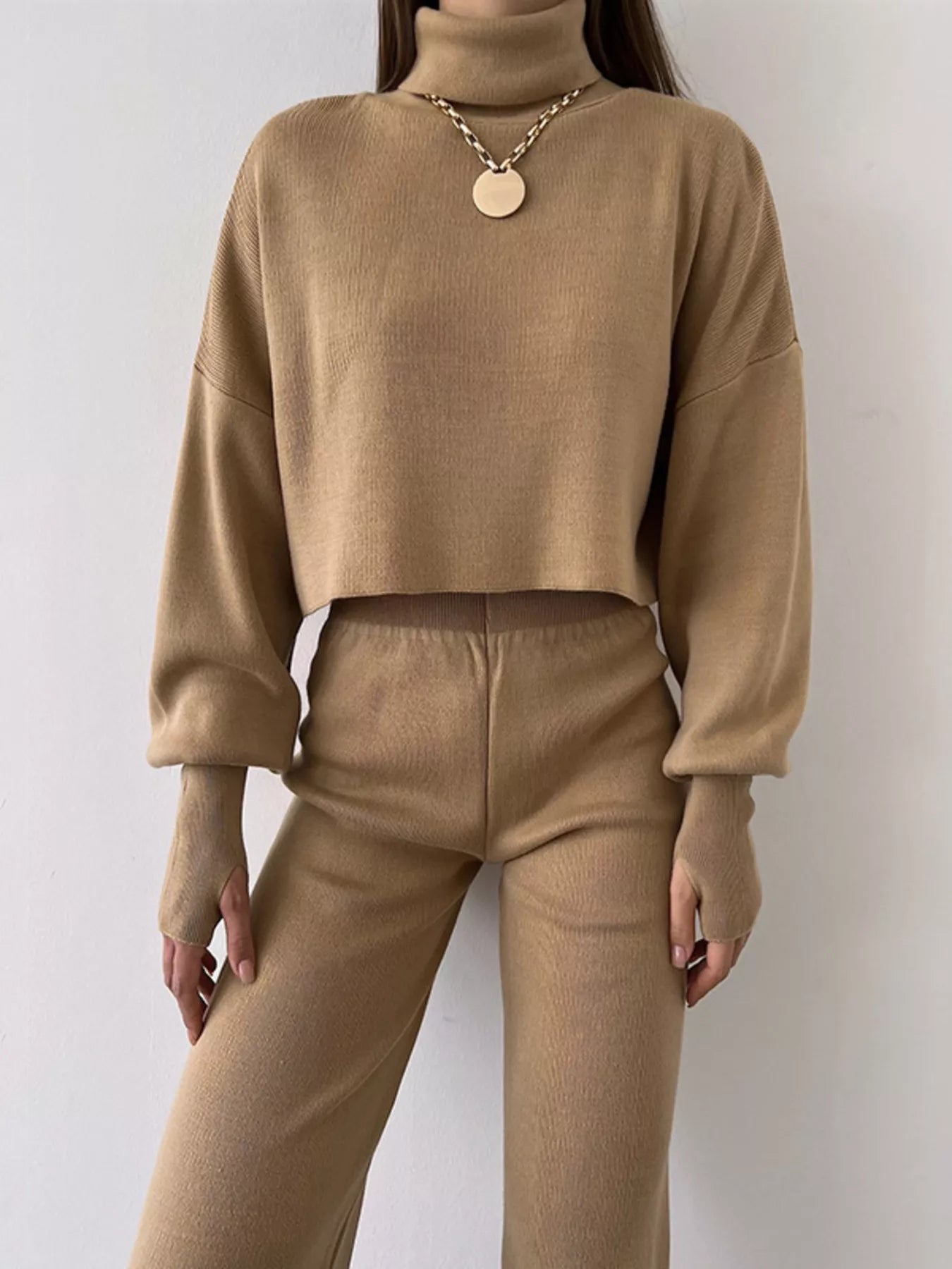 Turtleneck Long Sleeve Top & Pants Set