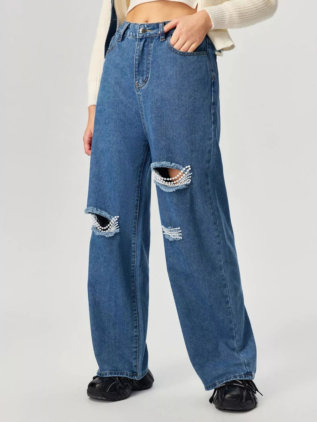 Distressed Wide Leg Jeans