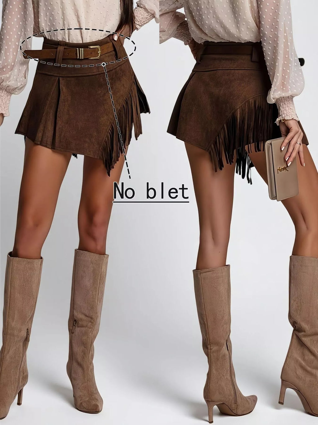 Fringed Suede Mini Skort