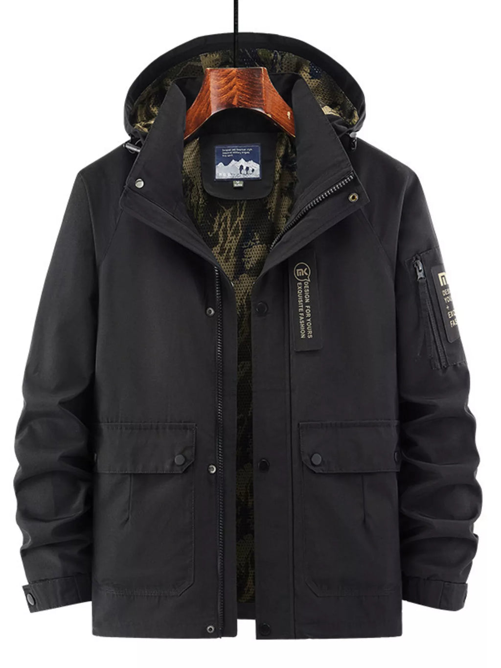 Men's Plus Size Hooded Zip Up Outdoor Jacket